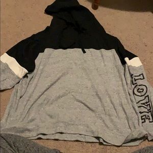 Gray and black LOVE hooded sweatshirt